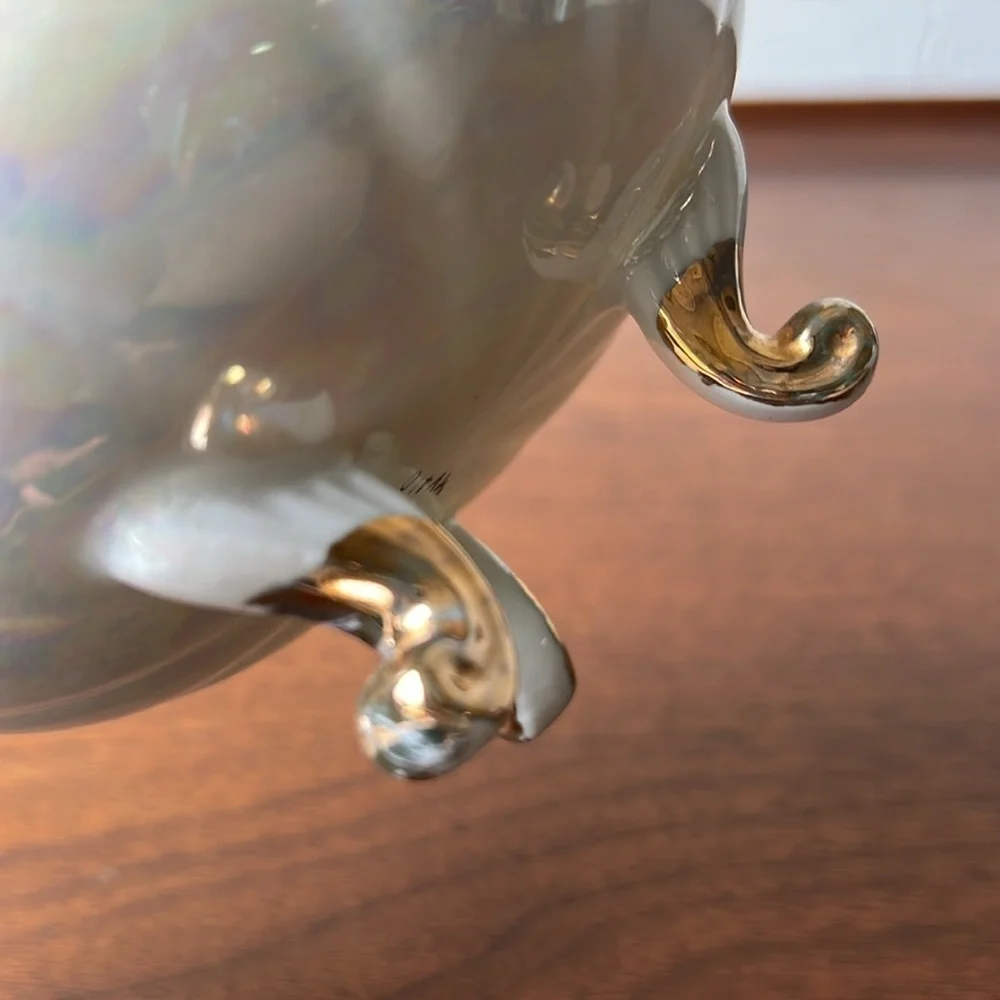 Vintage Opalescent Footed Trinket Box